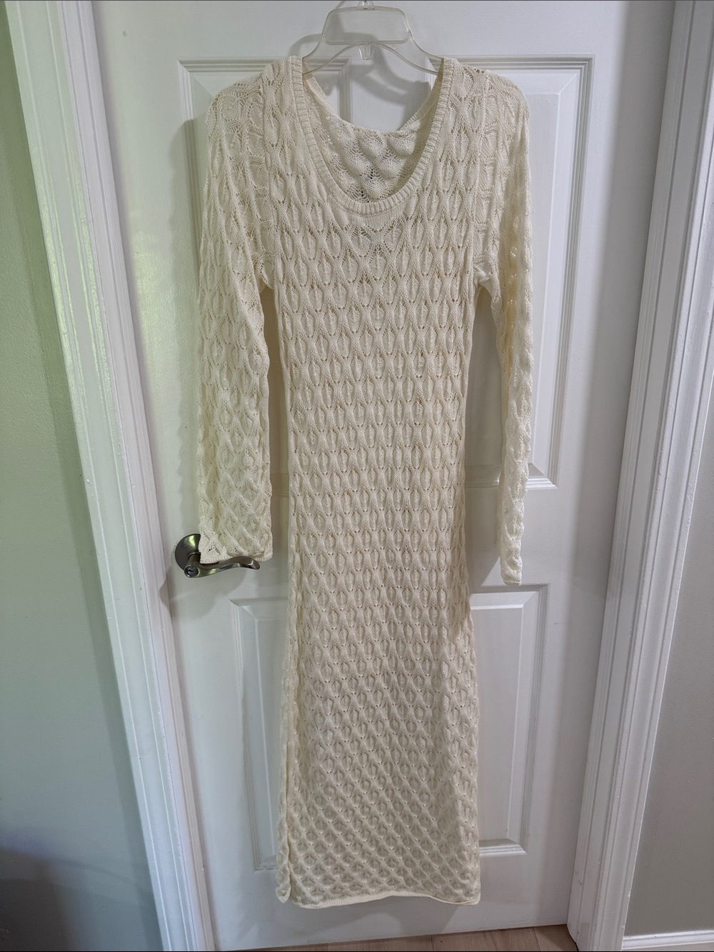 Cream Cable Knit Long Sleeve Maxi Dress